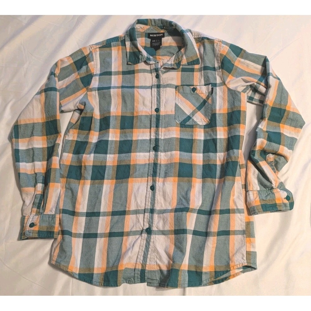Burton Grace Women's Flannel White Green Yellow Plaid Size‎ XS